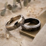 Gifteringer i hvitt gull med carbon og diamanter - 4806501