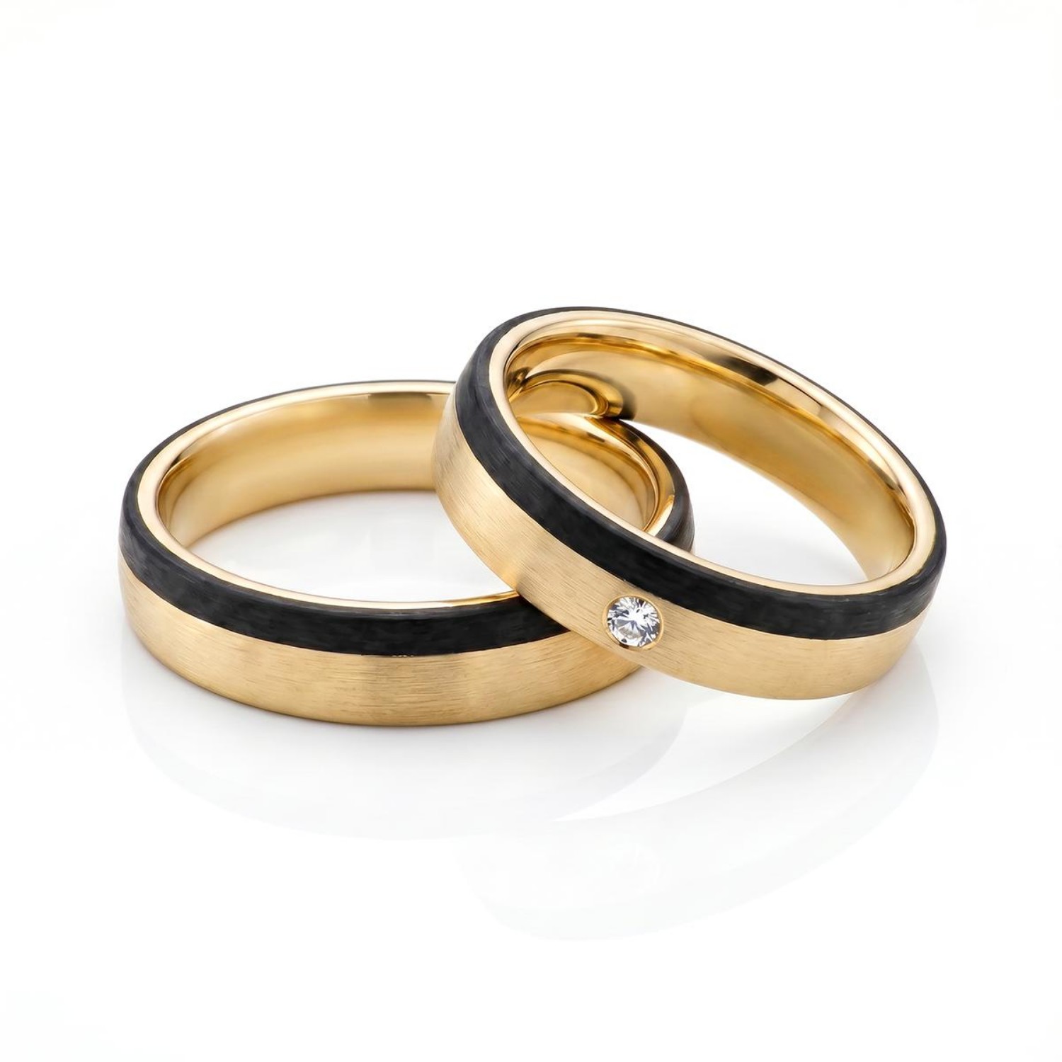 Gifteringer med carbon, diam. 0.040 ct, 5 mm. Carbon - 4806505