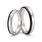 Gifteringer i hvitt gull med carbon og diamanter - 4806509