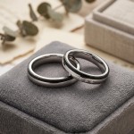 Gifteringer i hvitt gull med carbon og diamanter - 4806509