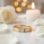 Alliansering i 14 karat gult gull med diamant - 85010050