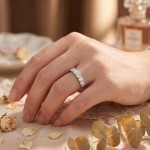 Alliansering i hvitt gull med 5 diamanter - 8505015