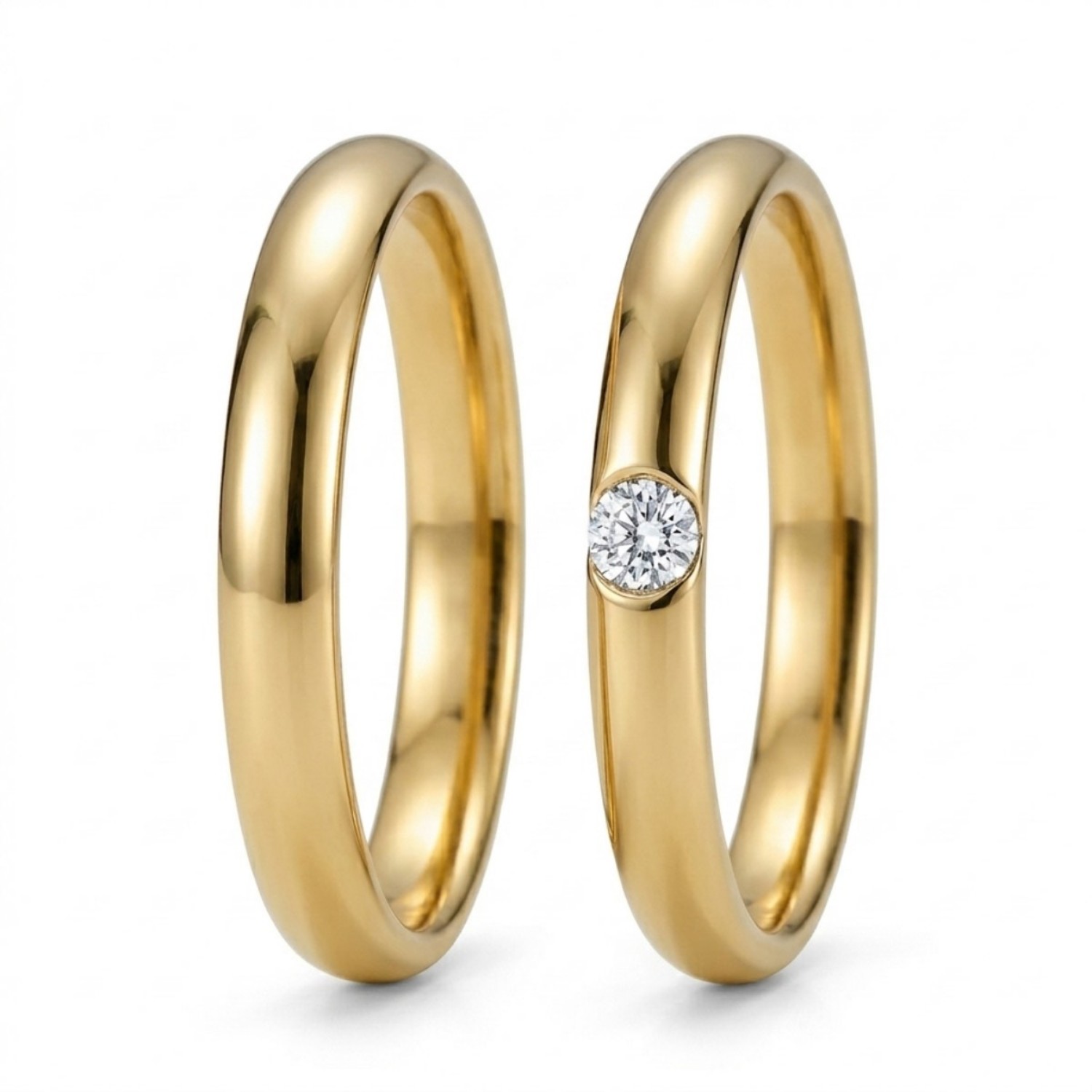 Gifteringer i gult gull 14 kt, 3 mm. GERSTNER - 282680
