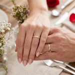 Gifteringer i gult gull 14 kt med diamanter - 282650