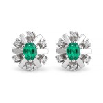 Diamantøredobber i gull med 0,12 ct W-SI og smaragd - bur760054smaragd