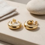 Øredobber Chunky i gult gull 14 kt - 47669