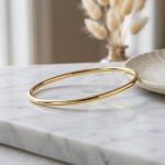 Armbånd gull. Armring rund profil, gult gull 14 kt, 3 mm, classic - 02GU3065