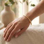 Armbånd gull. Classic armring buet profil, gult gull 14 kt, 8 mm - 01GU8065