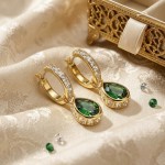 Swarovski øredobber Chroma drop Pear cut, Green, Gold-tone plated - 5662922