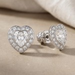 Swarovski øredobber Ariana Grande x Swarovski stud earrings Mixed cuts, Heart, White, Rhodium plated - 5720859