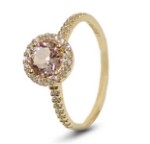 Diamantring i gult gull med 0,15 ct W-Si og morganite - bur573211