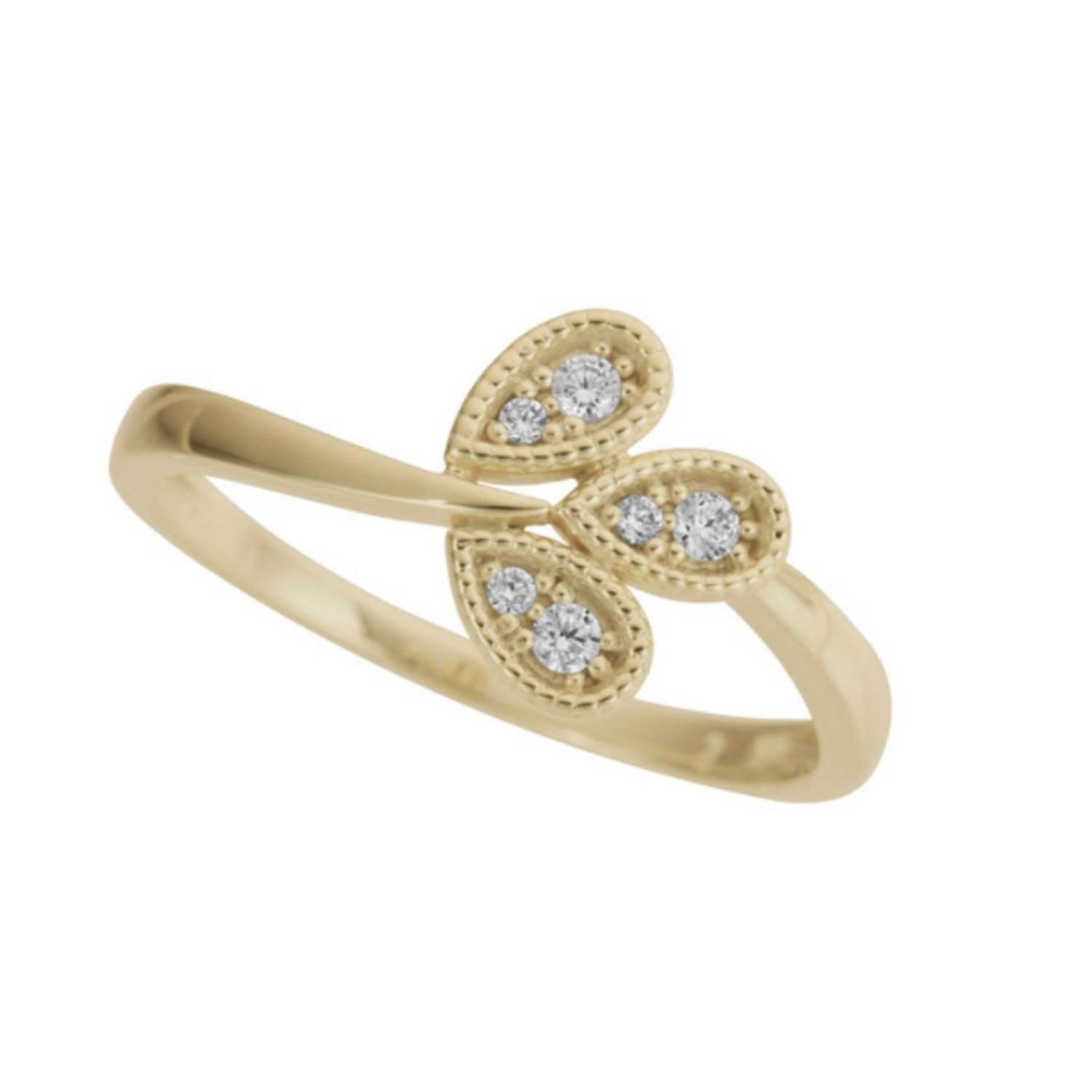 Diamantring i 14kt gult gull med 0,090ct W-Si - Bur538330