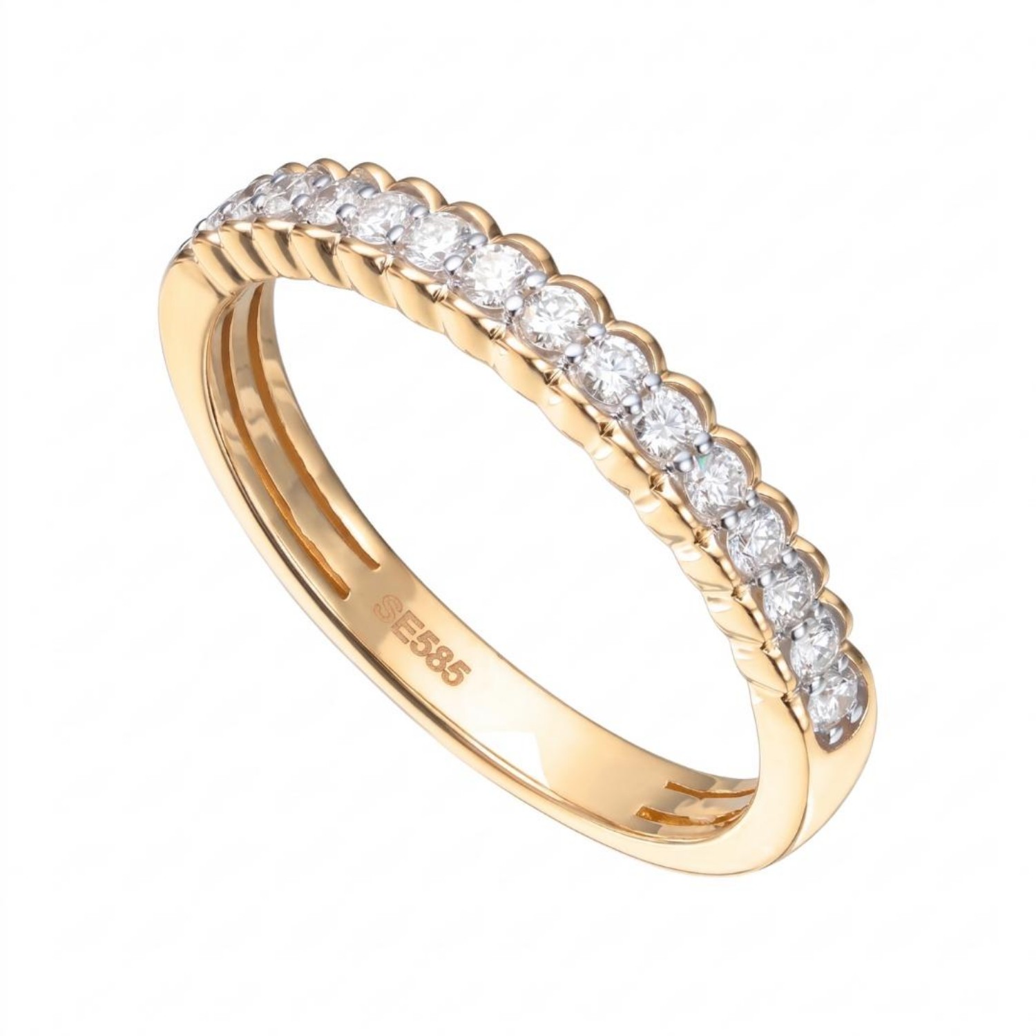 Diamantring i 14kt gult gull med 0,25 ct W-Si - 57591