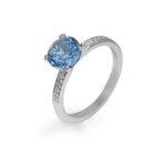 Diamantring  i hvitt gull med topas & 0,05 ct W-Si -573040