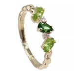 Diamantring i gult gull med 0,02ct W-Si og edelstener - Bur560798