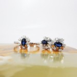 Diamantring i hvitt gull med 0,06 ct W-Si og safir - BUR5702860