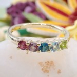 Diamantring i gult gull 14kt med edelstener - Bur594264