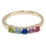 Diamantring i gult gull 14kt med edelstener - Bur594264
