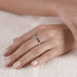 Diamantring i gult gull 14kt med edelstener - Bur594264