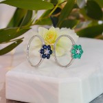 Diamantring i gull med safir og diamant 0,03 ct W-Si - bur615212s
