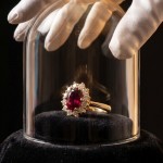 Diamantring i gult gull med rhodolitt og diamanter 0,36ct W-Si - Bur573001