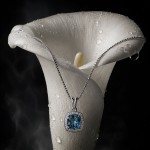 Diamantsmykke i gull med 0,08 ct W-Si & Topaz-27246