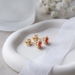 Diamantøredobber i gull med 0,05 ct W-P1 og rubin - 34515910