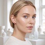 Diamantøredobber i gull med 0,05 ct W-P1 og rubin - 34515910