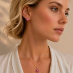 Diamantsmykkesett  med diamant & rubin - Bur320573/345159gr