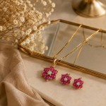 Diamantsmykkesett  med diamant & rubin - Bur320573/345159gr
