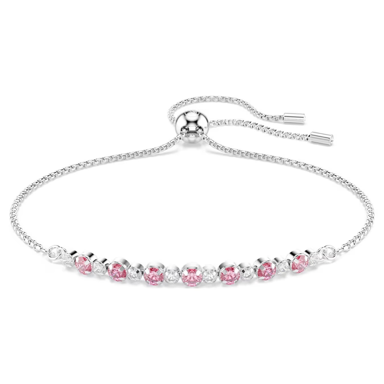 Swarovski armbånd Matrix bracelet Round cut, Pink, Rhodium plated - 5763042