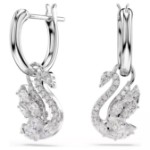 Swarovski øredobber Swan drop earrings Mixed cuts, Swan, White, Rhodium plated - 5759942