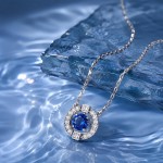 Swarovski smykke Sparkling Dance necklace Round cut, Cobalt Blue, Rhodium plated - 5576110
