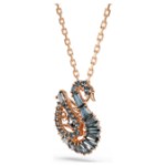 Swarovski smykke Swan pendant Mixed cuts, Swan, Black, 18K rose gold finish - 5764882