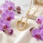 Diamantsmykke i gult gull 14 kt, 7.5x8.5mm - 6482992