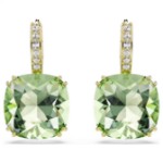 Swarovski øredobber Millenia drop earrings Cushion cut, Green, 18K gold finish - 5764822