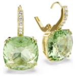 Swarovski øredobber Millenia drop earrings Cushion cut, Green, 18K gold finish - 5764822