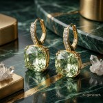 Grønne øredobber med Swarovski-krystaller - 5764822