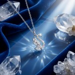 Swarovski Swan pendant Mixed cuts, Swan, White, Rhodium plated - 5754347