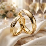 Gifteringer i gult gull 14 kt, 5 mm. GERSTNER - 28622