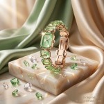Swarovski klokke Watch Octagon cut bracelet, Green, Champagne gold-tone finish - 5729842