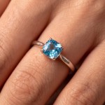 Gullring i 14 kt med topas Swiss blue - 57296