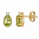 Gulløredobber med peridot og zirkon i 14K gult gull - 47644