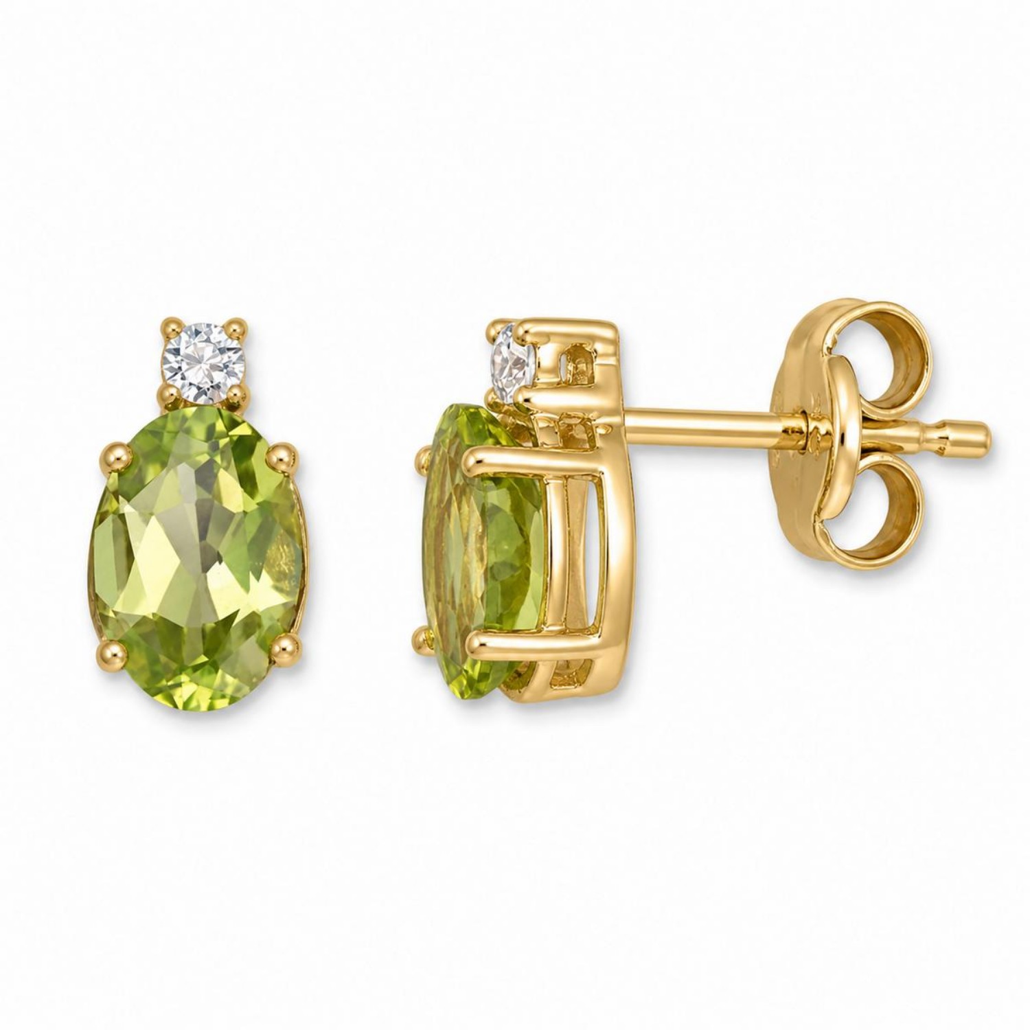Gulløredobber med peridot og zirkon i 14K gult gull - 47644