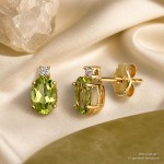 Gulløredobber med peridot og zirkon i 14K gult gull - 47644