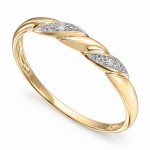 Diamantring i 14kt gult gull med 0,01 ct W-Si - 57575