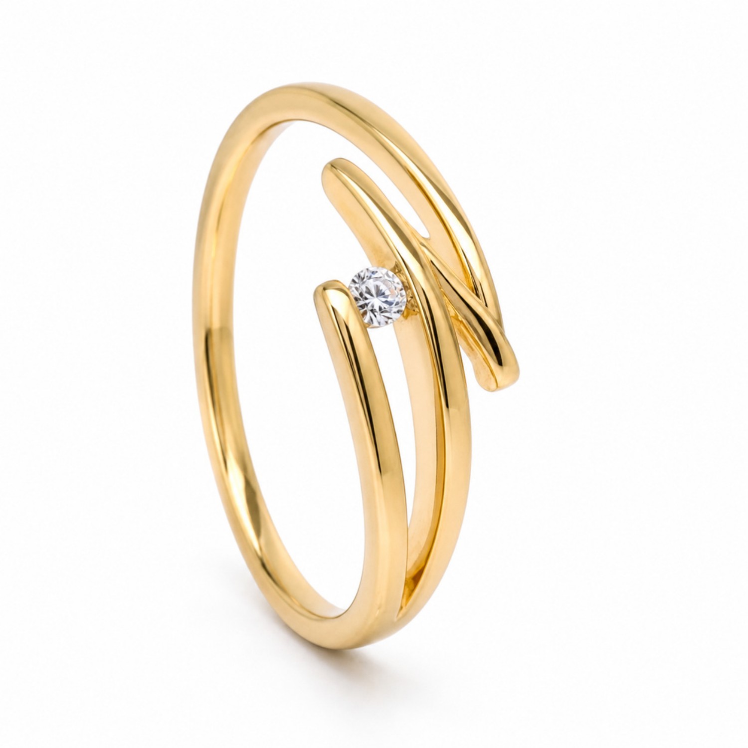 Gullring i 14kt gult gull med zirkonia - 50006221050