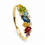 Diamantring i gult gull med 0,04ct W-Si og edelstener- Bur560797