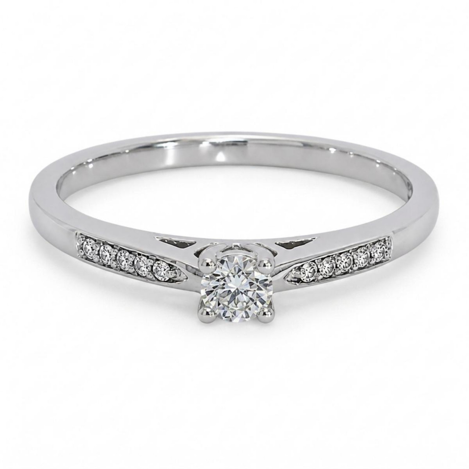 Diamantring i 14kt gull med diamanter 0,14ct W-Si - ABR00766