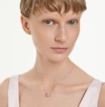 Swarovski smykke Bella V pendant Round cut, Pink, Rhodium plated - 5734230